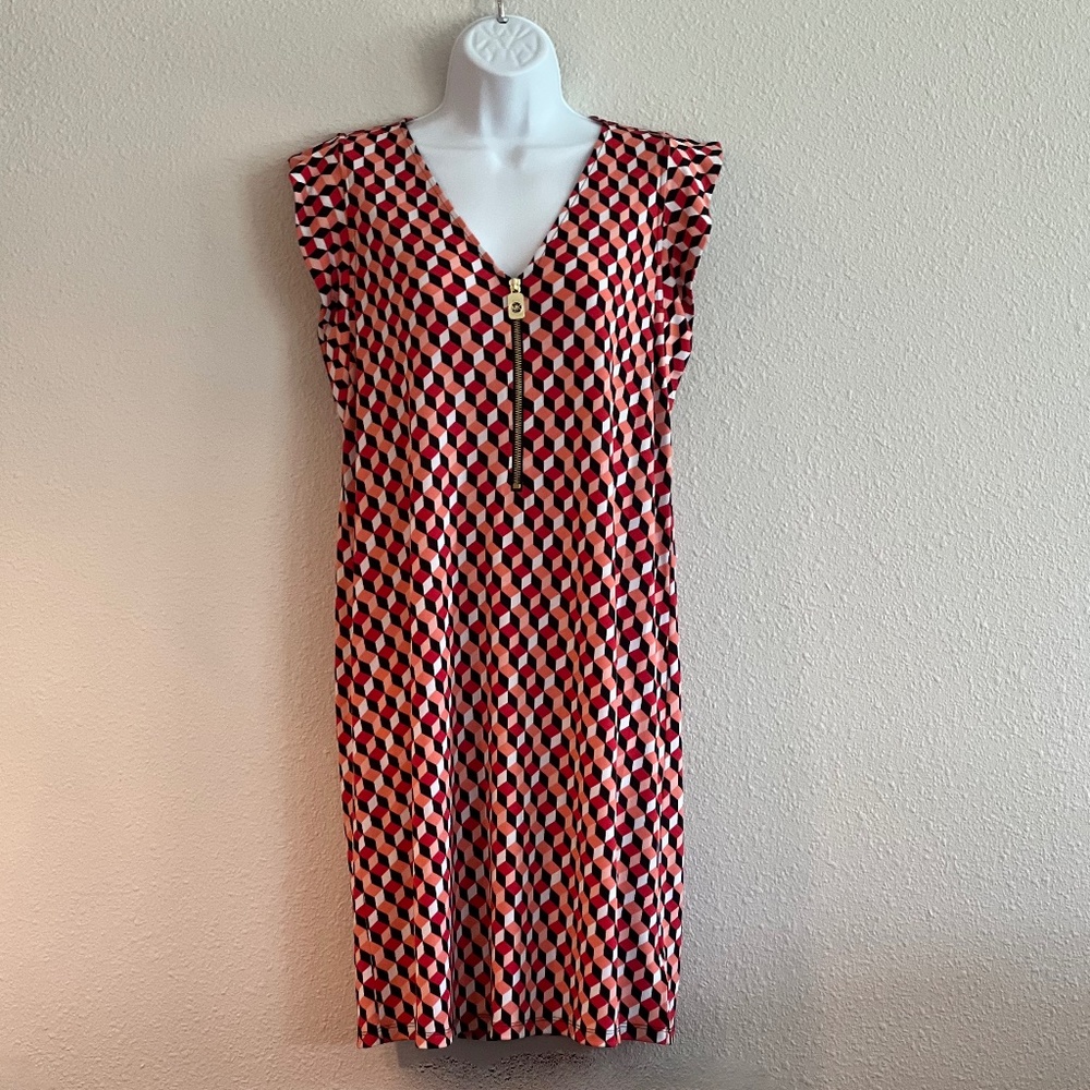 Michael Kors Multi-Colored Geometric Front Zip Dress